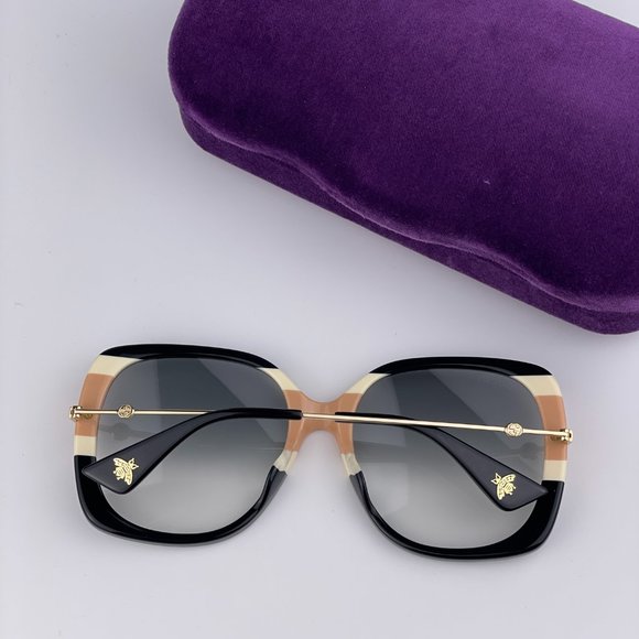 NEW GUCCI LOGO GG0511S 006 Black Multicolor Gray Gradient Square Women Sunglasse - Picture 8 of 10